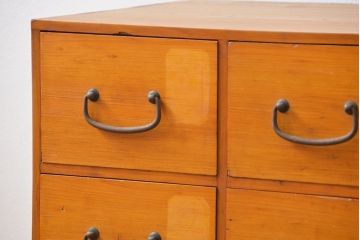 レトロ家具　昭和レトロ 古い木のかわいい6杯引き出し箱(2)(ドロワー、小物入れ、チェスト)