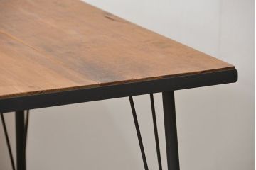アンティーク家具　アンティーク 古材天板の鉄枠付き鉄脚テーブル(2)(作業台、デスク、陳列台、机、在宅ワーク、在宅用鉄足)