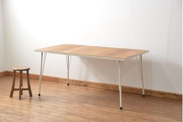 アンティーク家具　アンティーク 古材天板の鉄枠付き　大きな鉄脚テーブル(1)(作業台・デスク・陳列台・机)