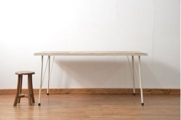 アンティーク家具　アンティーク 古材天板の鉄枠付き　大きな鉄脚テーブル(1)(作業台・デスク・陳列台・机)