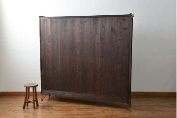 アンティーク家具　アンティーク 古い木の大きな脚付き収納棚(足付きガラスケース、飾り棚)