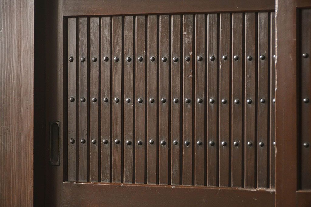 アンティーク家具　古民具・骨董 昇り引き出し付き二段重ね六尺水屋箪笥(食器棚、キッチンキャビネット)