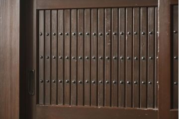 アンティーク家具　古民具・骨董 昇り引き出し付き二段重ね六尺水屋箪笥(食器棚、キッチンキャビネット)