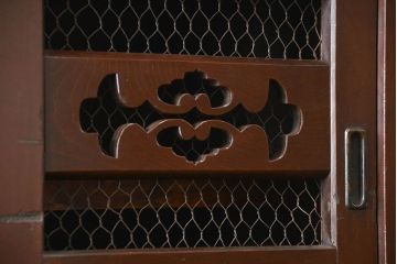 アンティーク家具　古民具・骨董 昇り引き出し付き二段重ね六尺水屋箪笥(食器棚、キッチンキャビネット)