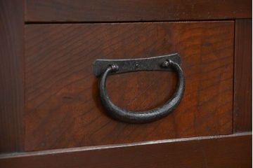 アンティーク家具　古民具・骨董 昇り引き出し付き二段重ね六尺水屋箪笥(食器棚、キッチンキャビネット)