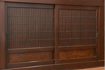 アンティーク家具　古民具・骨董 昇り引き出し付き二段重ね六尺水屋箪笥(食器棚、キッチンキャビネット)