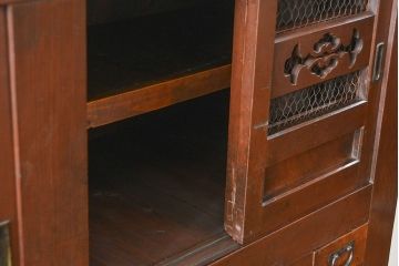 アンティーク家具　古民具・骨董 昇り引き出し付き二段重ね六尺水屋箪笥(食器棚、キッチンキャビネット)