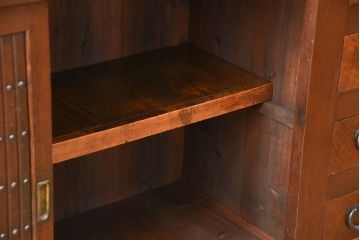 アンティーク家具　古民具・骨董 昇り引き出し付き二段重ね六尺水屋箪笥(食器棚、キッチンキャビネット)