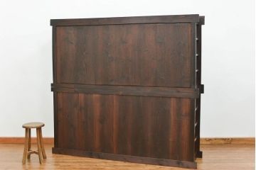 アンティーク家具　古民具・骨董 昇り引き出し付き二段重ね六尺水屋箪笥(食器棚、キッチンキャビネット)