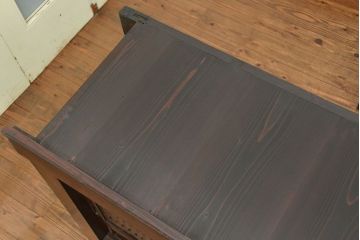 アンティーク家具　古民具・骨董 昇り引き出し付き二段重ね六尺水屋箪笥(食器棚、キッチンキャビネット)