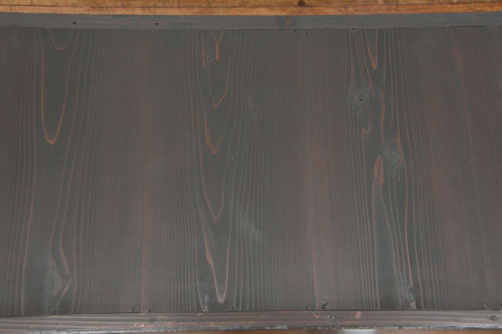 アンティーク家具　古民具・骨董 昇り引き出し付き二段重ね六尺水屋箪笥(食器棚、キッチンキャビネット)