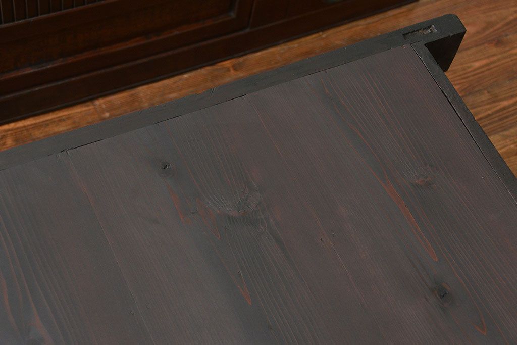 アンティーク家具　古民具・骨董 昇り引き出し付き二段重ね六尺水屋箪笥(食器棚、キッチンキャビネット)