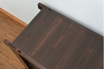 アンティーク家具　古民具・骨董 昇り引き出し付き二段重ね六尺水屋箪笥(食器棚、キッチンキャビネット)