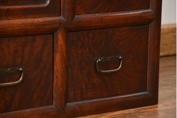 アンティーク家具　古民具・骨董 前面欅材玉杢 上質な茶箪笥(1)