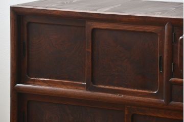 アンティーク家具　古民具・骨董 前面欅材玉杢 上質な茶箪笥(2)(水屋箪笥、収納棚)