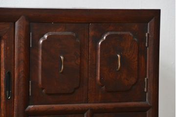 アンティーク家具　古民具・骨董 前面欅材玉杢 上質な茶箪笥(2)(水屋箪笥、収納棚)
