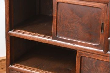アンティーク家具　古民具・骨董 前面欅材玉杢 上質な茶箪笥(2)(水屋箪笥、収納棚)