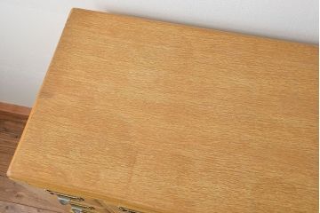 レトロ家具　昭和レトロ 重厚でかわいい脚付きナラ材カードケース(小引き出し、チェスト、ドロワー、図書館、図書室)