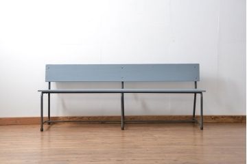 レトロ家具　昭和レトロ 古い鉄脚のペイントベンチ(長椅子、イス)