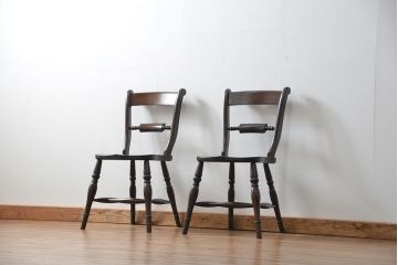 中古 松本民芸家具 ワイコムチェア2脚セット(1) 定価1脚=約88000円(椅子、イス、いす)