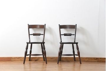 中古 松本民芸家具 ワイコムチェア2脚セット(1) 定価1脚=約88000円(椅子、イス、いす)