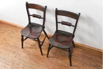 中古　松本民芸家具 ワイコムチェア2脚セット(2) 定価1脚=約88000円(椅子、イス、いす)