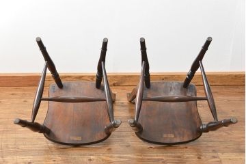 中古　松本民芸家具 ワイコムチェア2脚セット(2) 定価1脚=約88000円(椅子、イス、いす)