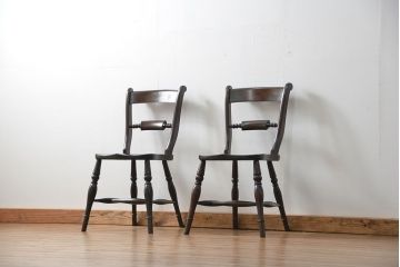 中古　松本民芸家具 ワイコムチェア2脚セット(3) 定価1脚=約88000円(椅子、イス、いす)