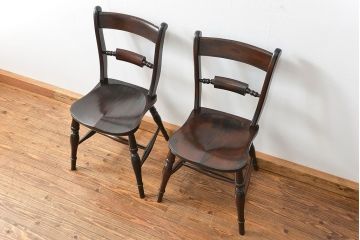 中古　松本民芸家具 ワイコムチェア2脚セット(3) 定価1脚=約88000円(椅子、イス、いす)