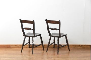 中古　松本民芸家具 ワイコムチェア2脚セット(3) 定価1脚=約88000円(椅子、イス、いす)