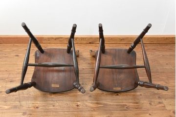 中古　松本民芸家具 ワイコムチェア2脚セット(3) 定価1脚=約88000円(椅子、イス、いす)