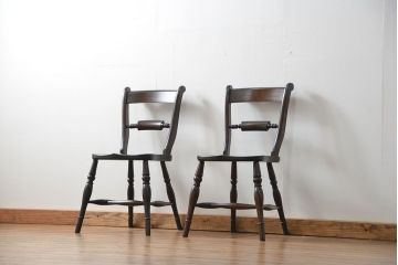 中古　松本民芸家具 ワイコムチェア2脚セット(4) 定価1脚=約88000円(椅子、イス、いす)