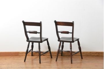 中古　松本民芸家具 ワイコムチェア2脚セット(4) 定価1脚=約88000円(椅子、イス、いす)