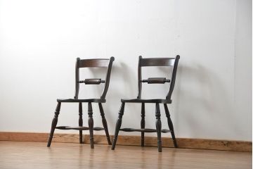 中古　松本民芸家具 ワイコムチェア2脚セット(5) 定価1脚=約88000円(椅子、イス、いす)