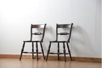 中古　松本民芸家具 ワイコムチェア2脚セット(7) 定価1脚=約88000円(椅子、イス、いす)