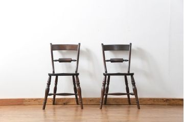 中古　松本民芸家具 ワイコムチェア2脚セット(7) 定価1脚=約88000円(椅子、イス、いす)