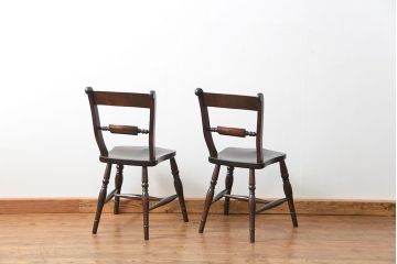 中古　松本民芸家具 ワイコムチェア2脚セット(7) 定価1脚=約88000円(椅子、イス、いす)