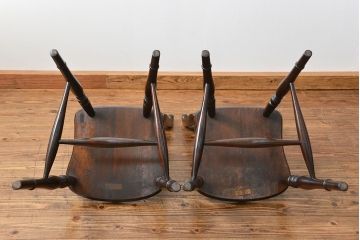 中古　松本民芸家具 ワイコムチェア2脚セット(7) 定価1脚=約88000円(椅子、イス、いす)