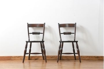 中古　松本民芸家具 ワイコムチェア2脚セット(8) 定価1脚=約88000円(椅子、イス、いす)