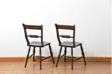 中古　松本民芸家具 ワイコムチェア2脚セット(8) 定価1脚=約88000円(椅子、イス、いす)