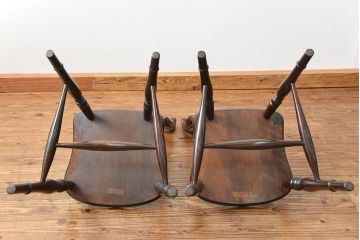中古　松本民芸家具 ワイコムチェア2脚セット(8) 定価1脚=約88000円(椅子、イス、いす)