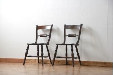 中古　松本民芸家具 ワイコムチェア2脚セット(9) 定価1脚=約88000円(椅子、イス、いす)