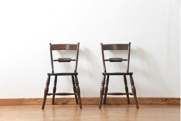 中古　松本民芸家具 ワイコムチェア2脚セット(9) 定価1脚=約88000円(椅子、イス、いす)