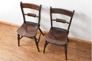 中古　松本民芸家具 ワイコムチェア2脚セット(9) 定価1脚=約88000円(椅子、イス、いす)