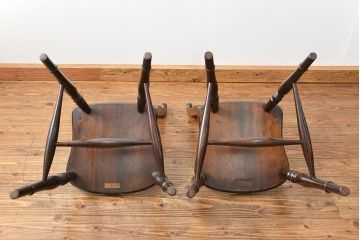 中古　松本民芸家具 ワイコムチェア2脚セット(9) 定価1脚=約88000円(椅子、イス、いす)