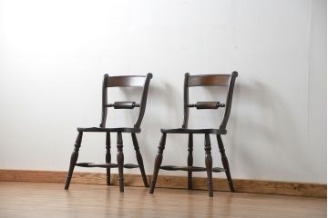 中古　松本民芸家具 ワイコムチェア2脚セット(10) 定価1脚=約88000円(椅子、イス、いす)