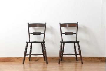 中古　松本民芸家具 ワイコムチェア2脚セット(10) 定価1脚=約88000円(椅子、イス、いす)