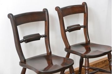 中古　松本民芸家具 ワイコムチェア2脚セット(10) 定価1脚=約88000円(椅子、イス、いす)