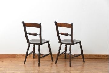 中古　松本民芸家具 ワイコムチェア2脚セット(10) 定価1脚=約88000円(椅子、イス、いす)