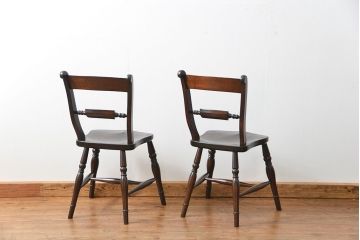 中古　松本民芸家具 ワイコムチェア2脚セット(11) 定価1脚=約88000円(椅子、イス、いす)